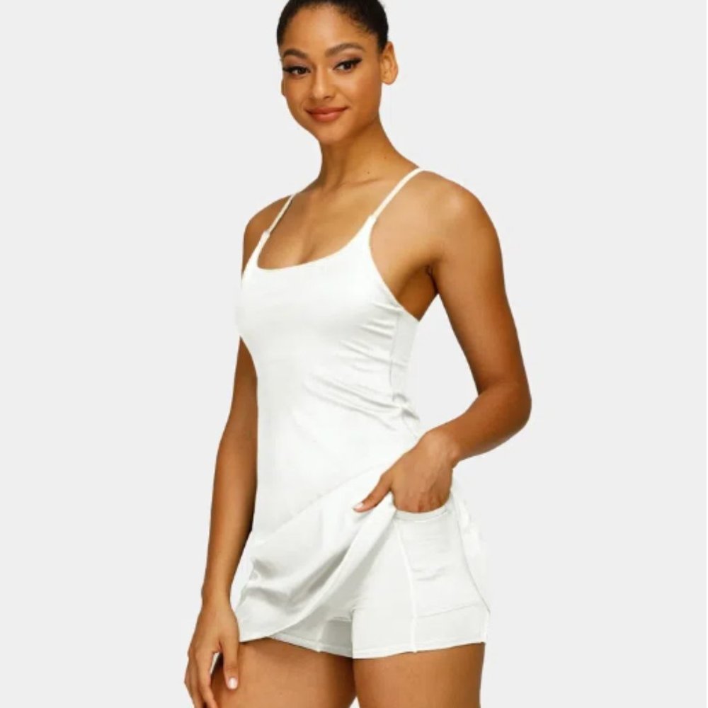 Halara Everyday Cloudful™ Backless 2-in-1 Flare Activity Dress-Wannabe MEDIUM